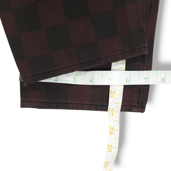 Pistola Charlie Button Fly High Rise Straight Ankle Jeans Brown Check 26x27 NWT - Picture 9 of 10